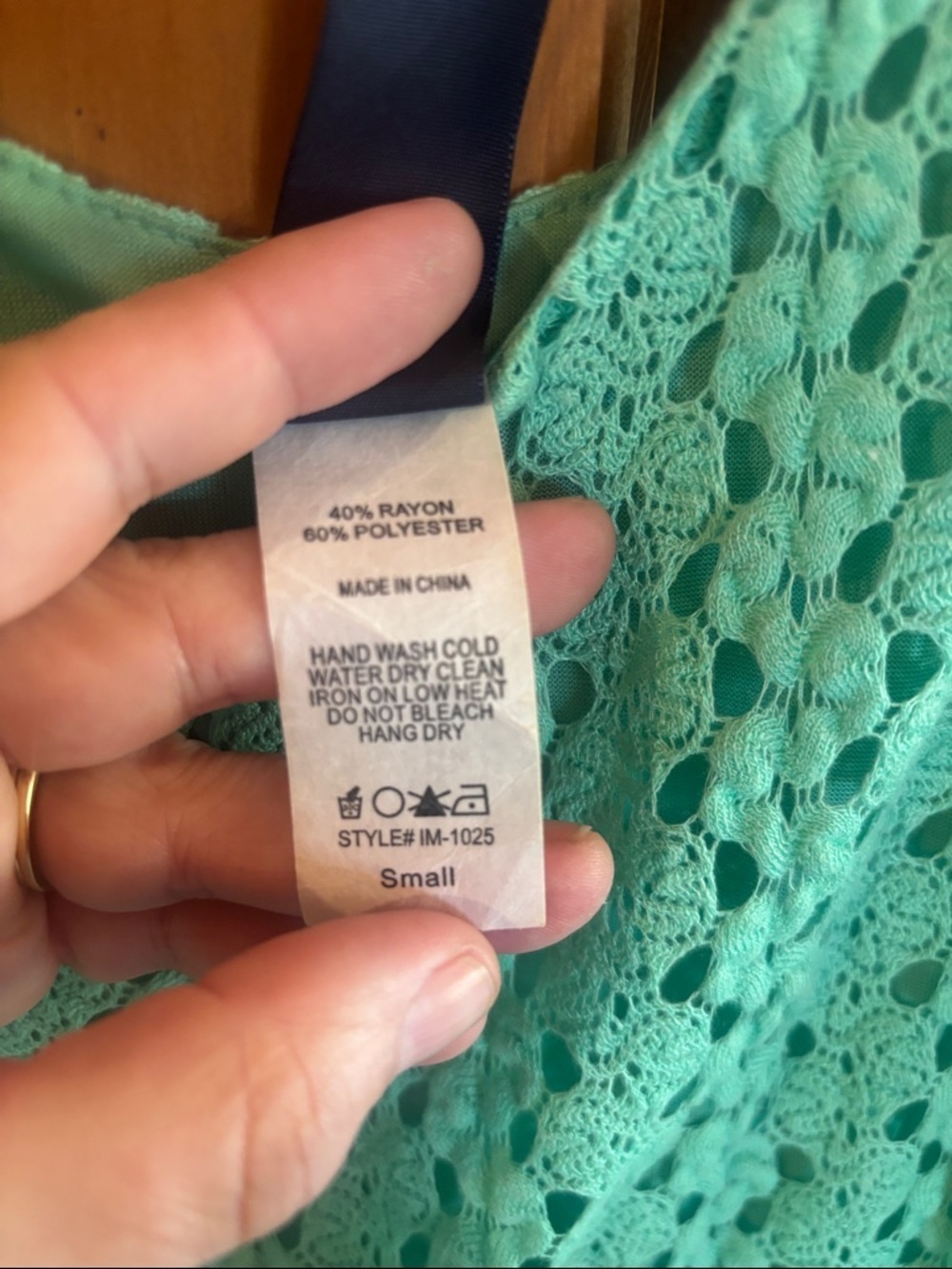 Blue Rain Green Crochet Midi Dress - Picture 3 of 5